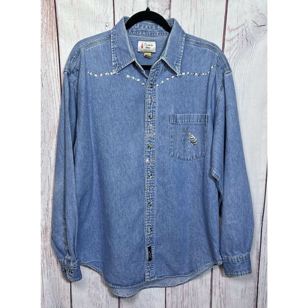 Port Authority Simply Hot Unisex Western Style Button down denim Shirt Size L